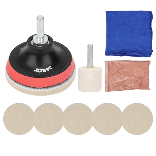 Autoglas Polierset, 100 G Ceroxid-Pulver Handpolierpad Mit 5 Stück Wollfilz-Polierscheiben, Zur Entfernung Von Kratzern An Windschutzscheibe + Fensterglas