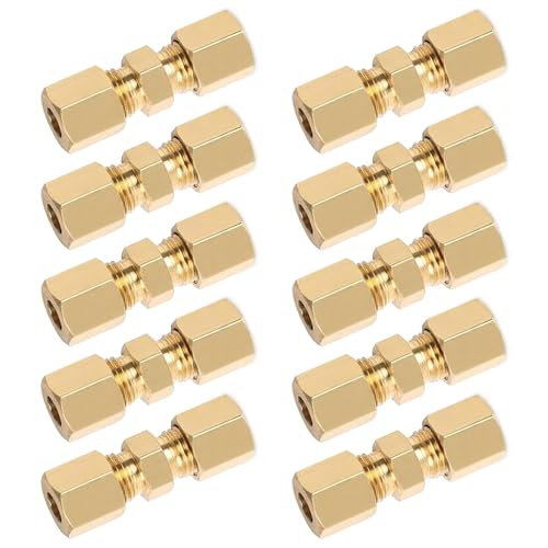 Palwin Bremsleitungsverbinder 4.75mm, 10 Stk Bremsleitung Verbinder, 3/16" Bremsleitungsverbinder Ohne Bördeln, Bremsrohr Armaturen Ohne Bördeln für Bremsleitung, Kupfer Stahl