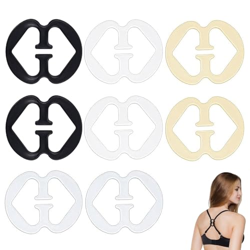 8 Stück BH Träger Clip Rücken, BH Clips Für BH Träger Rücken, BH Klammer Rücken, BH Clip Rücken, Für Trägerlose Und Racerback Oberteile (Hautfarbe, Weiß, Schwarz, Transparent)