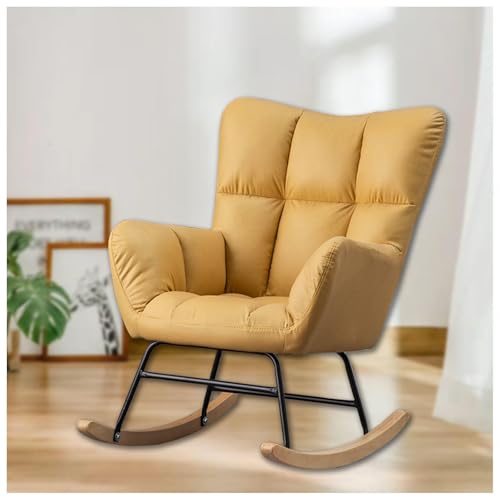 HJXBD888 Stillsessel mit Armlehne, Gepolsterter Rocking Chair Nursing Baby Rocking Chair, Belastbarkeit bis 120 kg für Wohnzimmer/Schlafzimmer/Balkon,Yellow