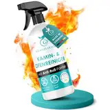 GLANZFAKTOR Kaminscheibenreiniger Spray (500ml) mit innovativer Anti-Ruß Formel für strahlenden Ofenglas Glanz I Einfacher Kaminglasreiniger & Ofenpflege I Unverzichtbares Kaminofen Zubehör