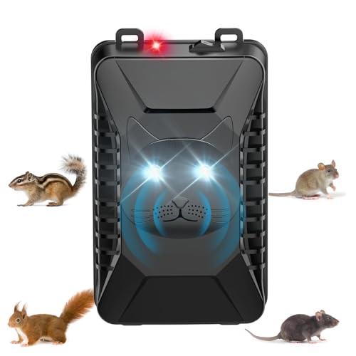 Marderschreck Auto, Effektive Ultraschall Marderabwehr mit Blinklicht, Marderschreck Anschluss USB oder Batteriebetrieb, Marderschutz für Motorraum, KFZ, Dachboden, Haus, Garten