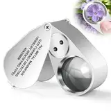 JUOIFIP Juwelier Lupe 40X mit Licht, Tasche Metall Faltlupe Edelsteinelupe mit LED/UV Licht Juwelierlupe Vergrößerungsglas für Enge Arbeit, Schmuck, Münzen,Rocks, Münzen, Briefmarken