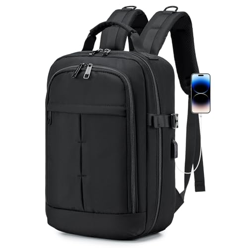 BAGROUPS Rucksack 40x30x15 British Airways Air France Handgepäck Business Reiserucksack für Herren Damenr mit USB-Anschluss 15,6 Zoll Laptop Rucksack für Geschäfts Reisen, Schwarz