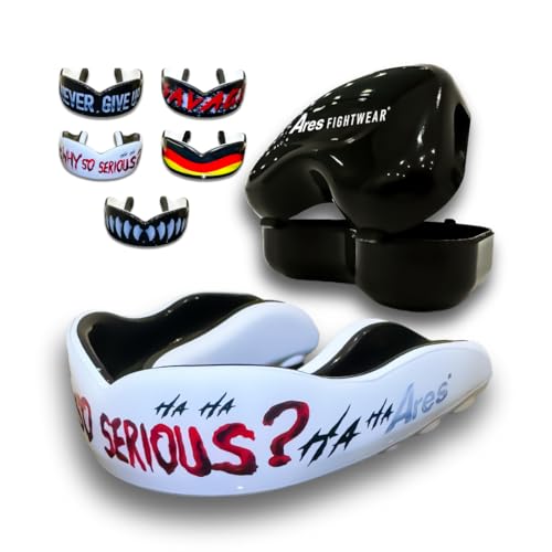 Ares Fightwear® Premium Mundschutz Boxen inkl. Aufbewahrungsbox für Kampfsport, MMA & Athleten I Maximaler Zahnschutz dank idealer Passform in TOP Qualität I Profi Mouthguard für Herren & Damen