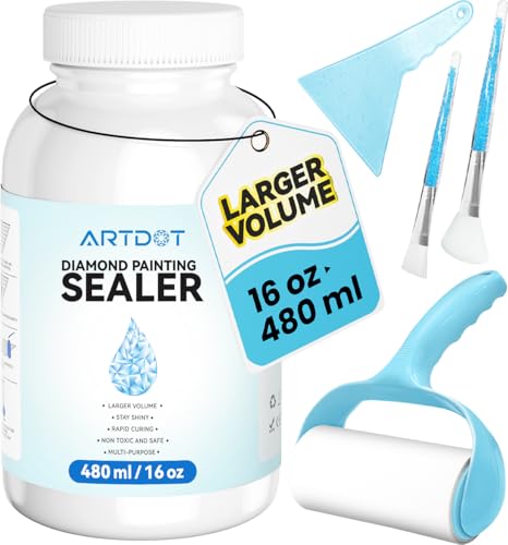 ARTDOT 480 ml Diamond Painting Versiegelung, Großes Fassungsvermögen Kleber als Diamond Painting Erwachsene Zubehör und Puzzle Kleber Transparent