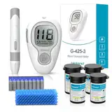 Blutzuckermessgerät-Set, 100 Teststreifen, 100 Lanzetten, 1 Blutzuckermessgerät, 1 Stechhilfe, Diabetes-Testset ohne Codierung, Glucometer mit großem Display, Glucometer für den Heimgebrauch