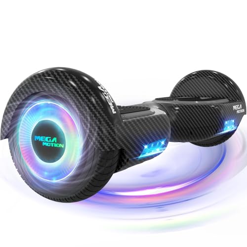MEGA MOTION ??????????, 6,5 Zoll mit Bluetooth-Lautsprecher und LED-Radlichtern, geeignet für Kinder und Jugendliche (Schwarz)