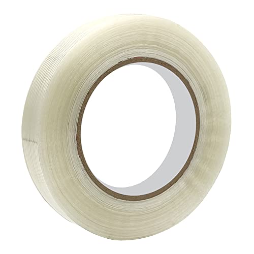 YDHfdc 1 Rollen Filamentband 20mm x 50m Glasfaservestärkt Packband Transparent Filament Klebeband Fadenverstärkt Zum Umreifen, Fixieren und Reparieren von Gegenständen