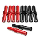 Cleqee 10 Stück Isolierte 4mm Bananenbuchse auf Buchse Buchsenstecker Adapterkupplung für 4mm Bananenverlängerung Elektrische Prüfung