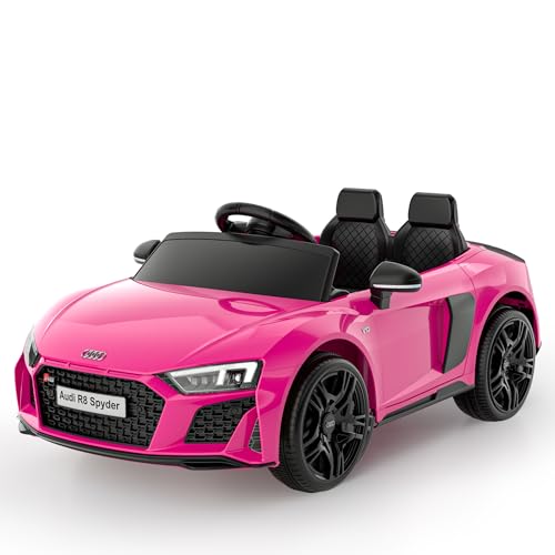 Smart BeBe Kinder Elektroauto Audi R8 mit 12V Batterie Bluetooth Fernsteuerung LED Lichter MP3 Player 3-6 Jahre (Rosa)