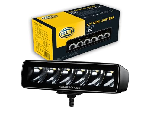 HELLA LED Lightbar Black Magic Zusatzscheinwerfer 6,2 Zoll 1600 echte Lumen Spotausleuchtung: rechteckig LED Arbeitsscheinwerfer 12V - 24V für Auto Pickup LKW SUV ATV Motorrad - 1FB 358 176-211