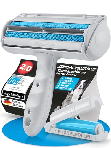 BluePet "RolloTollo Tierhaarentferner inkl. Mini Fusselbürste für Kleidung - Wiederverwendbare Fusselrolle - Tierhaare, Katzenhaare, Hundehaare entfernen - Abwaschbar, Wiederverwendbar - Lint Remover