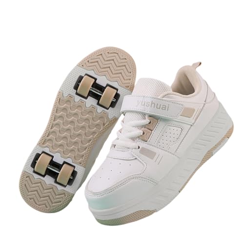 Surwin Schuhe mit Rollen Kinder, Schuhe mit 4 Rollen, Roller Skate Shoes Mädchen Jungen Turnschuhe mit Rollen Nylonschnalle Rollschuhe Schuhe Skateboardschuhe Rollschuhe