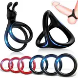 Dreieckiger Penisringe，Pleasure Ring Set 5 Cockringe Silikon Cockringe Hodenringe für Eine Härtere und Längere Erektion Erotisches Sexspielzeug für Paare Passend für Jede Größe Penis Ring Schwarz