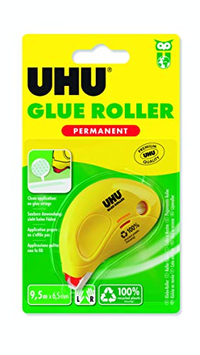 UHU Kleberoller Glue Roller Permanent, Für dauerhaftes Verkleben von Papier, Karton und Fotos, 9,5 m x 6,5 mm