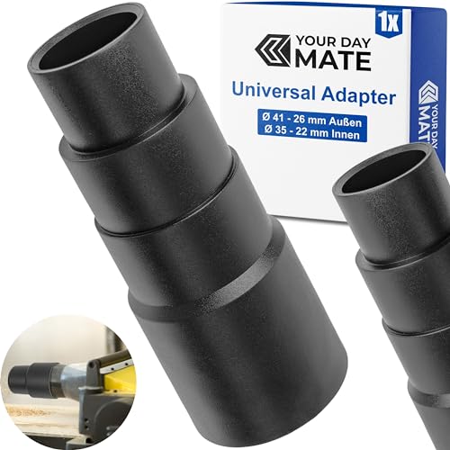 Universal Staubsauger Adapter, 1 Stück, Schwarz, kompatibel mit Bosch, Makita, Kärcher, uvm., 4-stufig mit Ø 41-26 mm Außen, Ø 35-22 mm Innen, Reduzierstück Schlauchadapter, Staubsaugeradapter