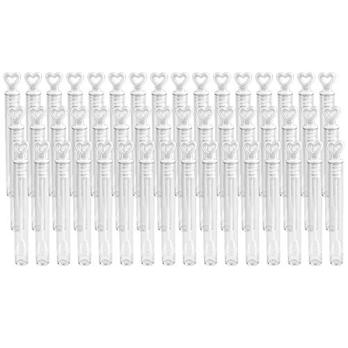 Ideen mit Herz Hochzeits-Seifenblasen | 48 Stück | Hochzeit Taufe Geburtstag Verlobung Valentinstag Gastgeschenk Party | 5ml Flüssigkeit | Herz-Griff | jeweils 10,5x1 cm