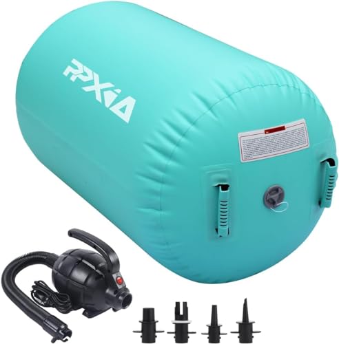 PPXIA Air Roll Aufblasbare Air Roller, Gym Air Barrel Luft Rollen Gymnastic Zylinder, Gymnastikmatte Tumbling Matte Yoga Roll mit Pumpe für Training