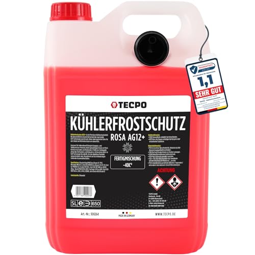 TECPO Kühlerfrostschutz rot G12+ Antifreeze -40°C Frostschutz rosa Kühlmittel 5L