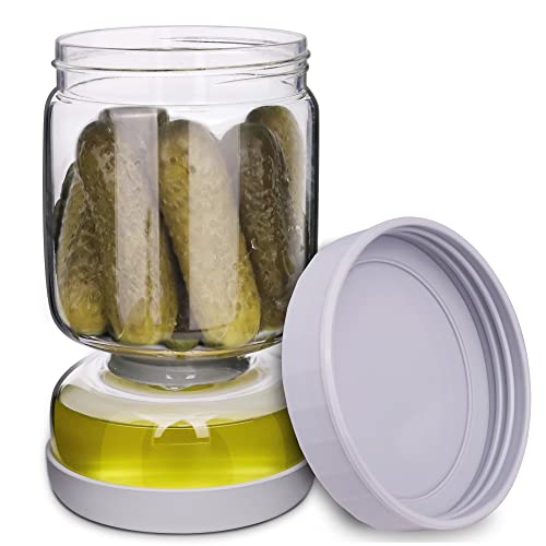 Homnoble Glas Einlegeglas mit Sieb Sanduhr, Pickle und Olive Jar Flip für Saft Separator von Nassen und Trockenen Food-grade ABS Deckel und BPA Frei für Essiggurke Olive Kimchi Jalapenos