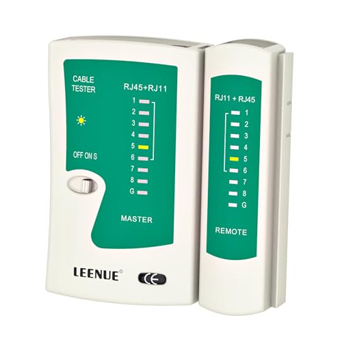 LEENUE Netzwerktester Kabeltester, Lan Tester POE, RJ45 Netzwerkkabel Tester, Netzwerk Testgerät für Cat7 Cat6A Cat6 Cat5 Lan Kabel und RJ11 Telefonkabel