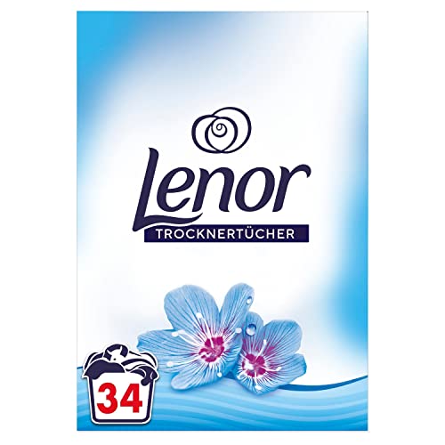 Lenor Trocknertücher für Trockner, Knittfreie und Frische Wäsche, Lenor Aprilfrisch mit Duft von Frühlingsblumen, 34 Tücher