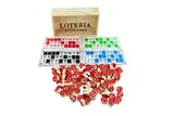 Bingo-Spiele Lotterie, 48 Karten und 90 Spielsteine mit 2 Seiten und Aufbewahrungsbox aus Holz.