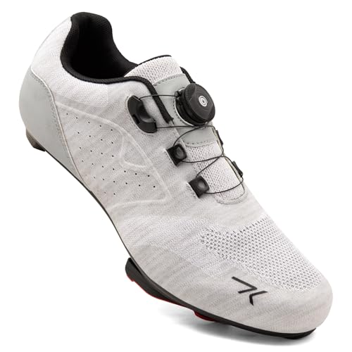 Feyenold Herren Fahrradschuhe Damen Radsport Schuhe Kompatibel mit Peloton & Kompatible Installation Look SPD SPD-SL Delta Lock Pedal Reitschuhe Grey 44 EU