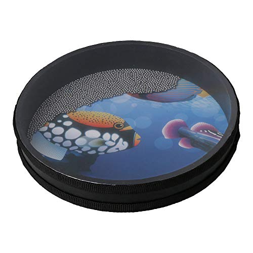 BQLZR 25,4 cm Ozeantrommel Hand Percussion Instrument Wave Bead Sea Sound Drum mit Fischmuster für