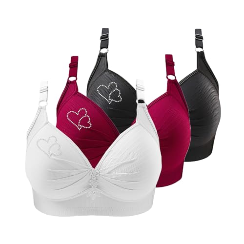 ZWDC 3er Pack BH Damen Ohne Buegel Vollschalen Bequem Guter Halt Große Brüste Wirefree Bra Super Push Up BH Gegen Hängebrust Brüste Klassische BHS Minimizer Bra