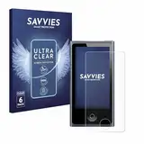 Savvies 6 Stück Schutzfolie für Apple iPod nano 2012 (7. Gen.) Displayschutz-Folie Ultra-Transparent