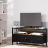 Cachpib TV Schrank Fernsehschrank Lowboard für Fernseher bis zu 55 Zoll, TV Board mit 3 Schubladen aus Stoff, offenen Fächern, Fernsehtisch Komodenschrank für Wohnzimmer, Flur, Schlafzimmer Dekor