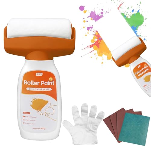 Wandfarbe Ausbessern Weiß 500g, Wandfarbe Weiß Roller Ausbesserungsfarbe Weiss mit Farbroller, Ausbesserungsfarbe für Wände Reparatur Rollbürste Weiße Wand Ausbessern Roller für Kratzer,Flecken,Risse