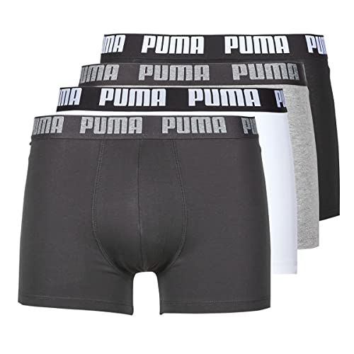 PUMA Herren Boxershorts Shorts Unterhosen Everyday Boxer 4er Pack, Wäschegröße:XL, Artikel:-002 White/Grey Melange