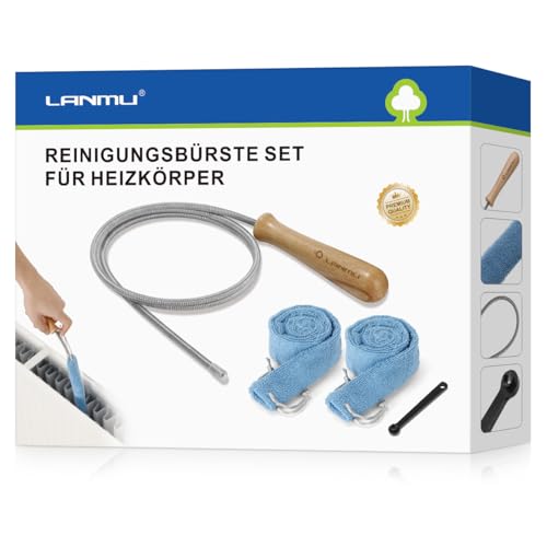 LANMU Heizungsbürste, Lang Heizkörperbürste Heizkörper Reinigungsbürste Set (inkl. Entlüftungsschlüssel und 2 STK. Waschbarer Bezug)