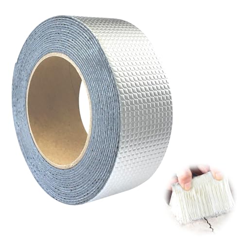 Butylband Wasserdicht 50mm x 10m,Wasserfestes Klebeband zum Abdichten,Starkes Abdichtungsband Selbstklebend,Butyl Dichtband für Dachleckage, Oberflächenriss, Fensterbankspalt, Rohrbruch (Silber)