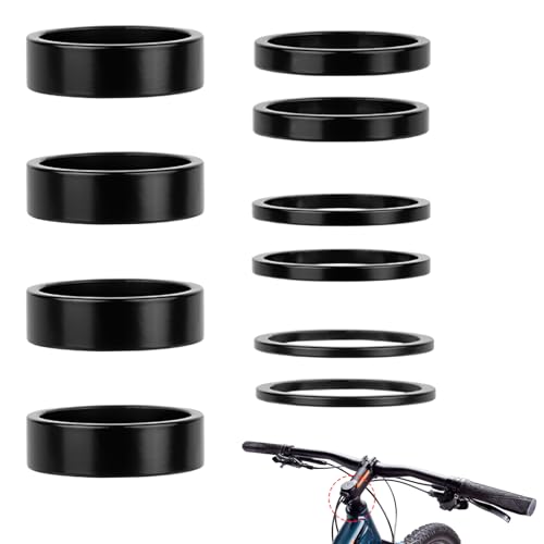 8 Stück Fahrrad Lenker Spacer Set Ahead Spacer Schwarz Fahrrad Abstandshalter Vorbau Distanzringe Aluminium Fahrrad Vorbau Spacer 2mm/3mm/5mm/10mm Spacer 1 1/8 Zoll für Fahrräder/Rennräder/MTB/BMX