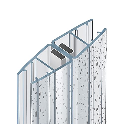 WITEN&NOCK Magnetdichtung 180° für Nische Schiebetür 1 Stück Duschdichtung Duschtüren Magnetduschdichtung 200 cm Pendeltür Drehfalttür Glasstärke 5 mm 6 mm