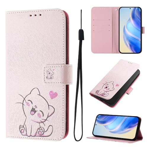 Lederhülle für Samsung Galaxy A05S Hülle, Magnet Klapphülle mit Kartenfach, Stylische Handyhülle Flip Phone Case Etui Handytasche Schutzhülle Tasche für Samsung Galaxy A05S,Niedliche Katze