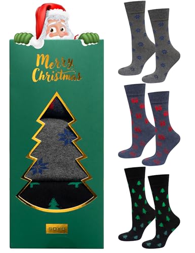 soxo Weihnachten Socken Herren Lustige Geschenke Für Männer Weihnachtssocken Weihnachtsbox 40-45 Grün 3 Paar