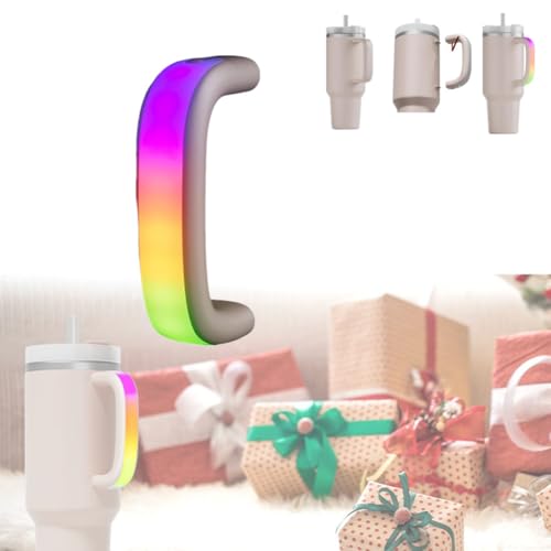 6 Farben LED-beleuchteter Trinkglas-Griff für Stanley 1,2 l, bequemer Wasserflaschengriff, Premium-USB-Lade-Wasserflaschengriff, für Stanley-Zubehör für Outdoor, Party, Zuhause
