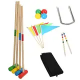 Ansobea Krocket Spiel, 2-4 Spieler Croquet Set, Krocketspiel mit Tasche, Kinder Erwachsene Holzspielzeug, Outdoor Familie Gartenspiel Geschicklichkeitsspiel