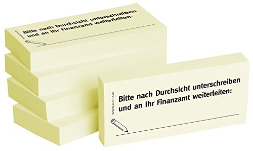 5 x 100er Block Haftnotizen " Bitte nach Durchsicht unterschreiben und an Ihr Finanzamt weiterleiten: