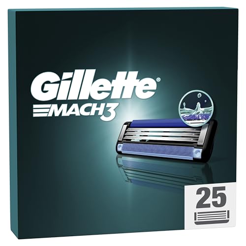 Gillette Mach3 Rasierklingen für Rasierer, 25 Ersatzklingen für Nassrasierer Herren mit 3-fach Klinge