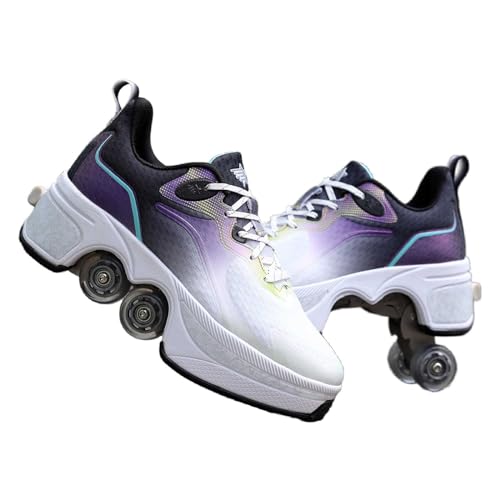 LDRFSE Schuhe mit Rollen für Männer Schuhe Rollschuhe Kinder Skateboard Schuhe Bequem Und Atmungsaktiv Quad Skates Verstellbare Rollschuhe Verstecktes Rad für Laufsportschuhe Zum Spielen für Männer