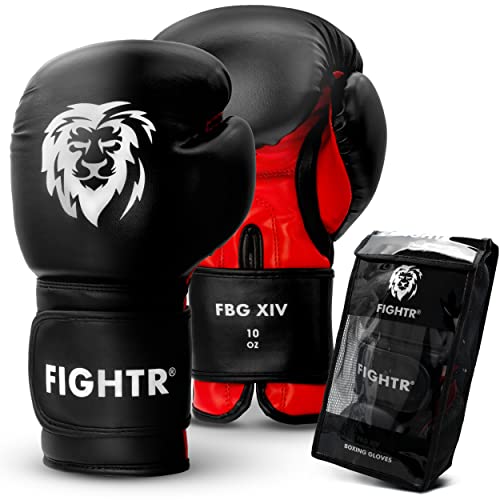 FIGHTR® Boxhandschuhe mit bestem Sitz für maximale Stabilität | Männer und Frauen | für Boxen, MMA, Muay Thai, Kickboxen & Kampfsport 08 10 12 14 16 oz | inkl. Tragetasche