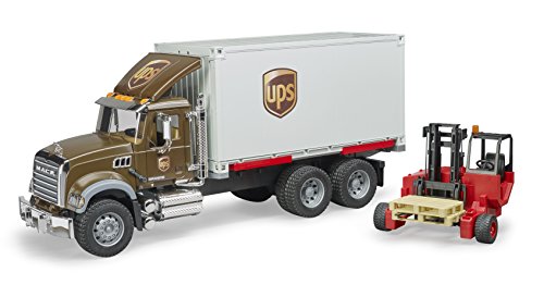 bruder 02828 - Mack Granite UPS Logistik LKW inklusive Mitnahmestapler - 1:16 Fahrzeuge, Versand & Logistik, Transporter, Paketdienst, Lieferwagen, Spielzeug