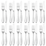 Joyfair Gabel und Messer Set, 24 Stück Edelstahl Steakbesteck Set für 12 Personen, Hochglanzpoliert Besteck Set für Haus/Restaurant, 12 Tafelmesser (23cm) + 12 Tafelgabeln (20cm) - Spülmaschinenfest