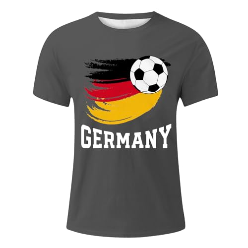 UEFA-Fußball-Europameisterschaft 2024 Seiden Tops Herren Casual Cartoon Prints Sport Strand Urlaub Print Tops L Blau (Grey, XXXL)